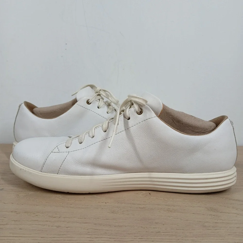 Cole Haan Sneakers Mens 11M White Leather Lace Up Minimalist Clean Aesthetic